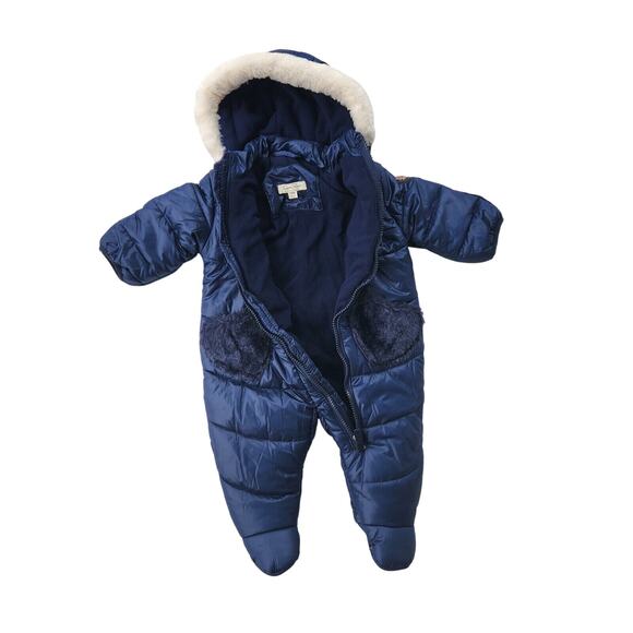 Jessica Simpson Baby Girl Solid Navy Winter Puffer Pram Snowsuit Size 3-6 Month - Picture 4 of 7